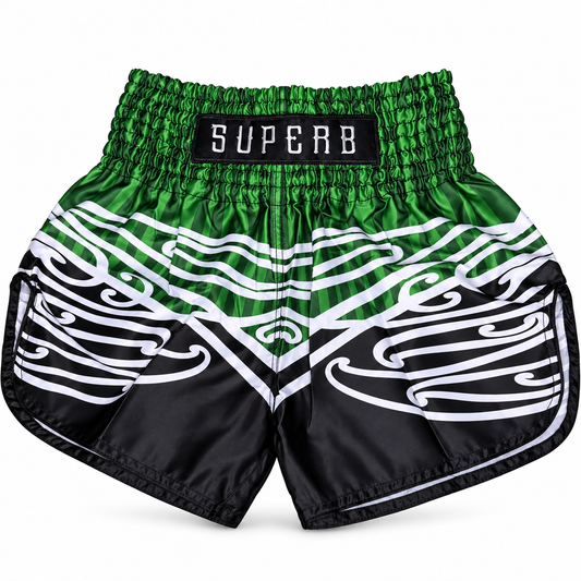NEW ZEALAND – GREEN & BLACK INSPIRED MUAY THAI SHORTS 🇳🇿 (Pre-Order)