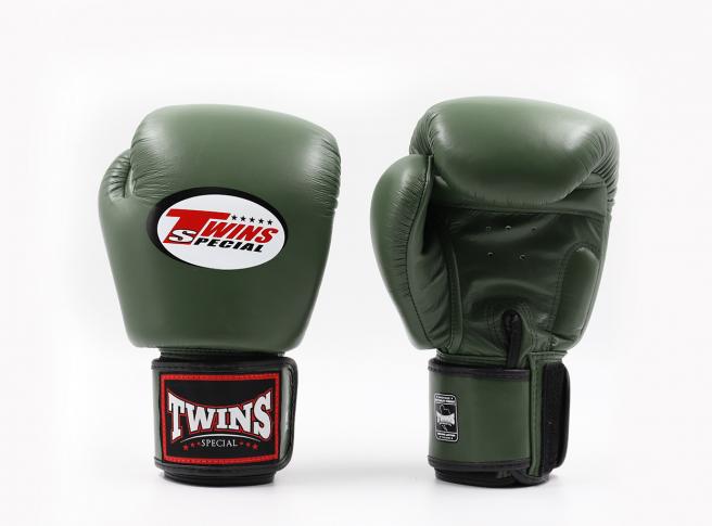 Twins Special Olive Velcro Boxing Gloves - BGVL3