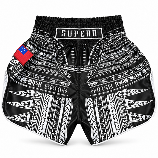 Black & White Tribal Tatau Muay Thai Shorts (Pre-Order)