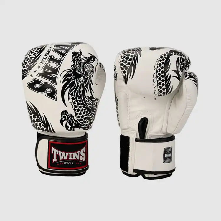 Twins Special Flying Dragon Black/White Boxing Gloves - FBGVL3