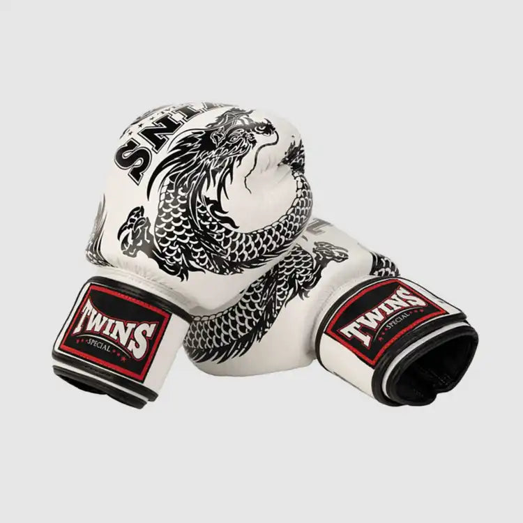Twins Special Flying Dragon Black/White Boxing Gloves - FBGVL3