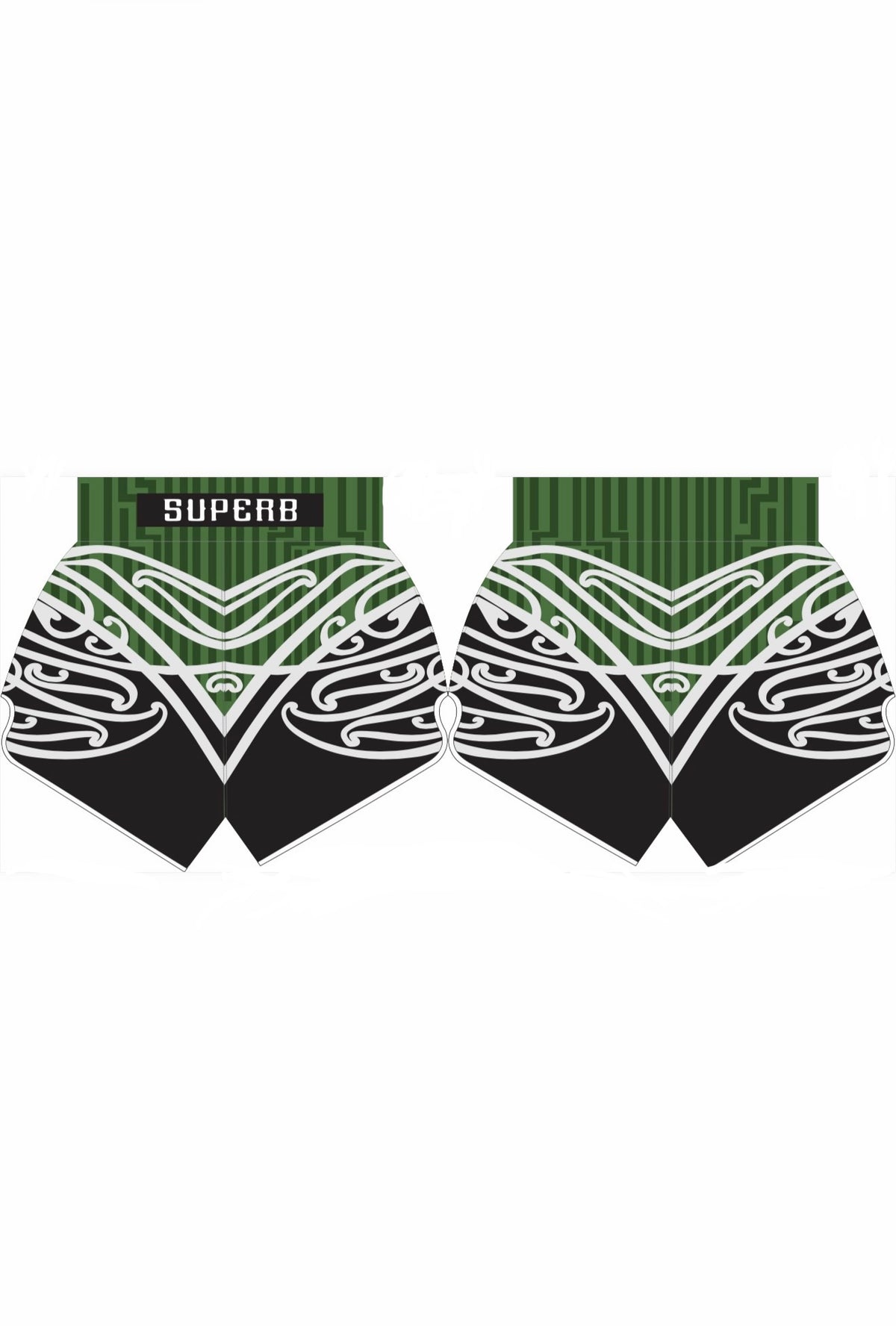 NEW ZEALAND – GREEN & BLACK INSPIRED MUAY THAI SHORTS 🇳🇿 (Pre-Order)