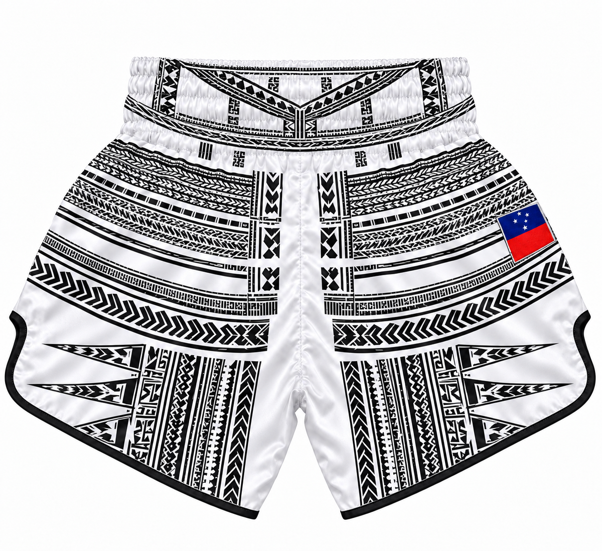 White & Black Tribal Tatau Muay Thai Shorts (Pre-Order)