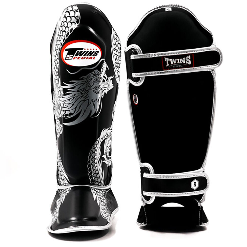 Twins Special Flying Dragon Silver/Black Shin Guards - FSGL10