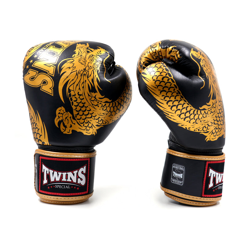 Twins Special Flying Dragon Gold/Black Boxing Gloves - FBGVL3