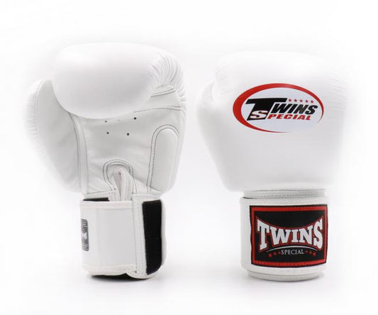 Twins Special White Velcro Boxing Gloves - BGVL3