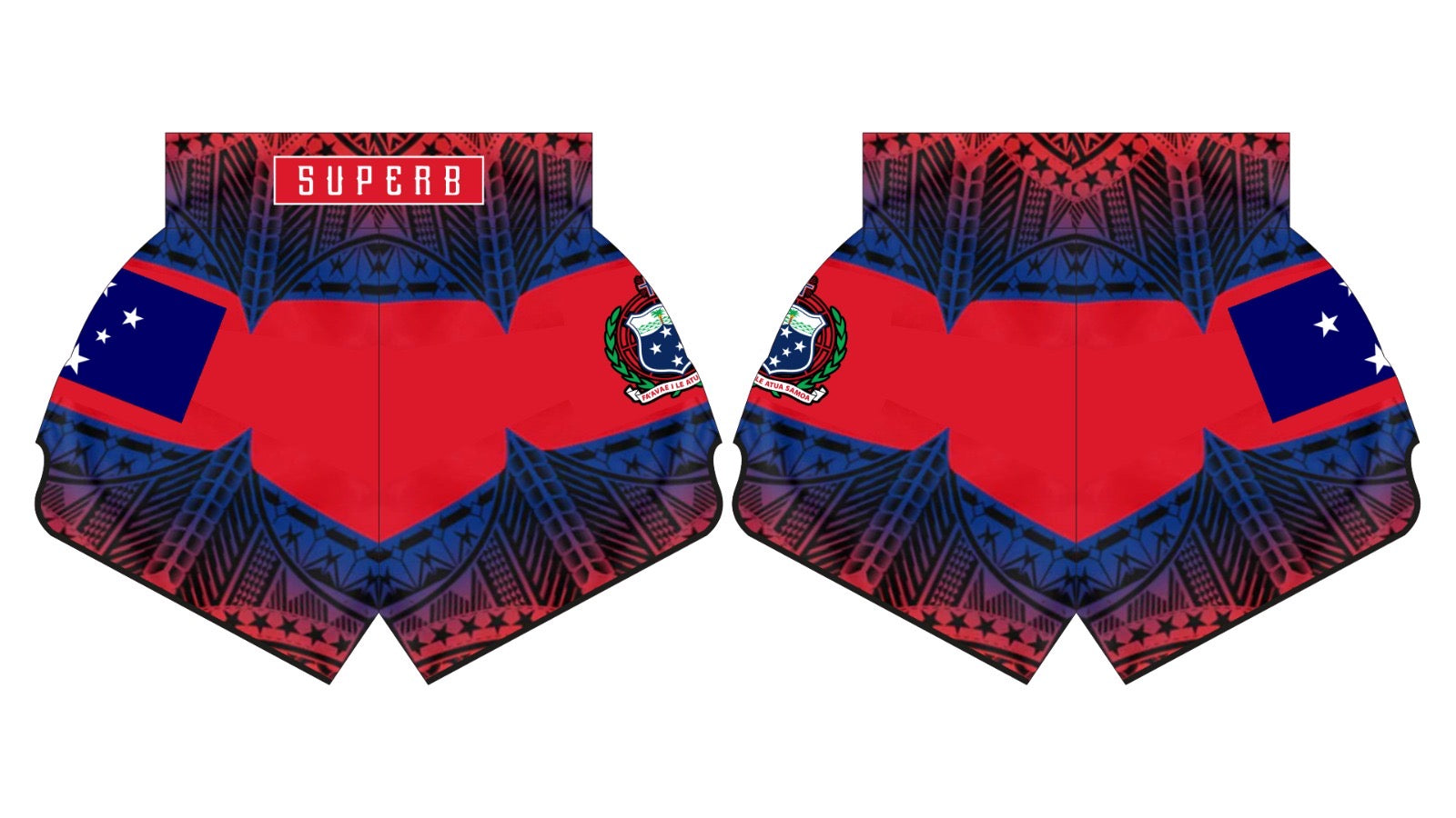Samoan Flag Tribal Tatau Muay Thai Shorts (Pre-Order)
