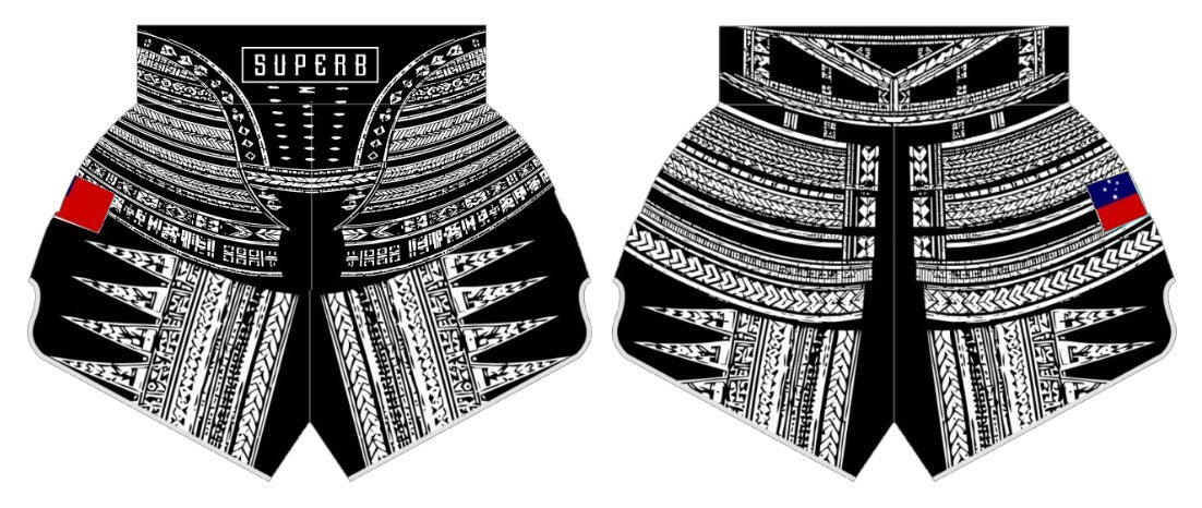 Black & White Tribal Tatau Muay Thai Shorts (Pre-Order)