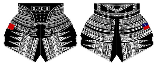 Black & White Tribal Tatau Muay Thai Shorts (Pre-Order)