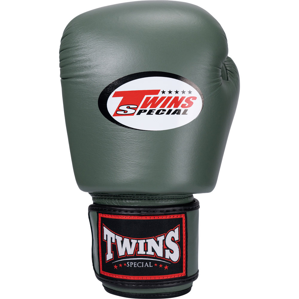 Twins Special Olive Velcro Boxing Gloves - BGVL3