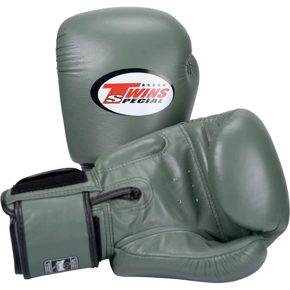 Twins Special Olive Velcro Boxing Gloves - BGVL3