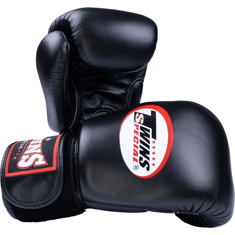 Twins Special Black Velcro Boxing Gloves - BGVL3