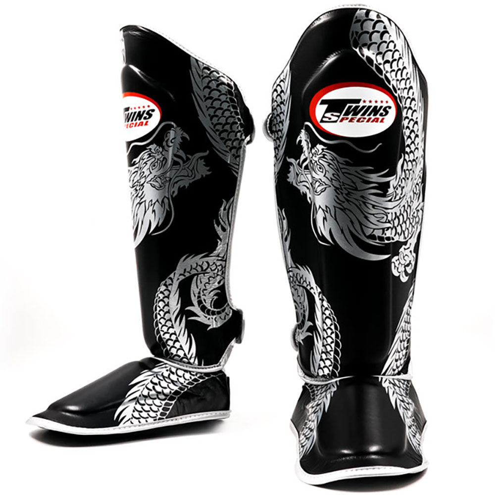 Twins Special Flying Dragon Silver/Black Shin Guards - FSGL10
