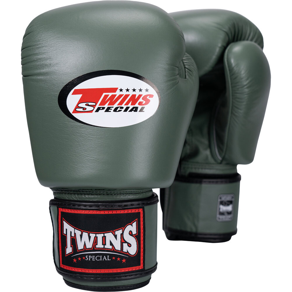 Twins Special Olive Velcro Boxing Gloves - BGVL3